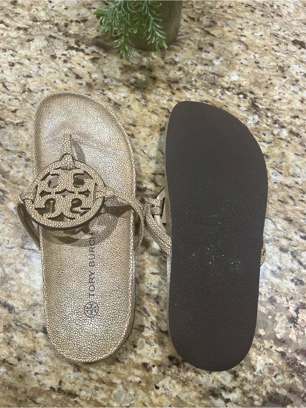 Tory Burch Stringray Cloud Miller Logo Thong Sandals
